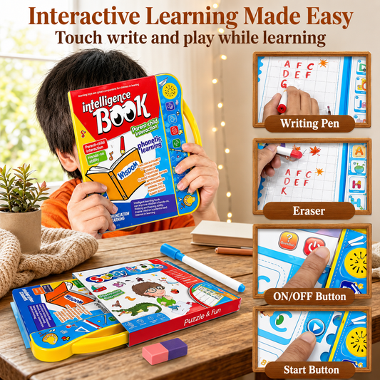 Advanced English Vocabulary Sound Book for Kids with Marker- Learn Alphabets, Numbers, Shapes & Phonics -Educational Musical Learning Toy for Toddlers -2 to 7 Years