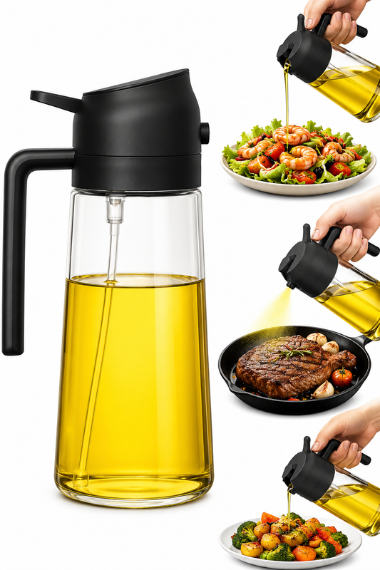 FLIXHOOK 2-in-1 Oil Sprayer & Dispenser, 500ml, Black, Pack of 1