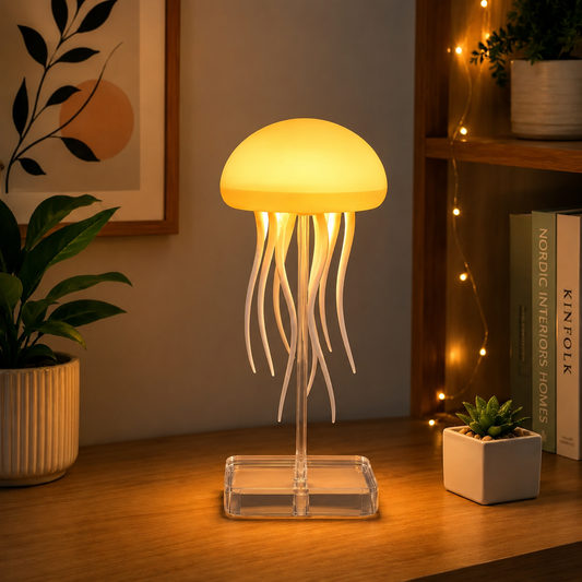RGB Jellyfish Table Lamp with Warm Light Mode, Rechargeable Decorative LED Night Light