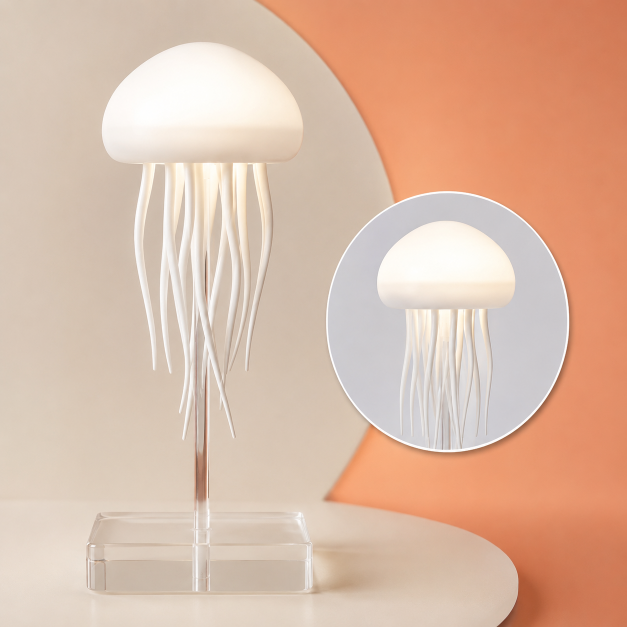 RGB Jellyfish Table Lamp with Warm Light Mode, Rechargeable Decorative LED Night Light