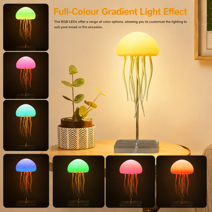 RGB Jellyfish Table Lamp with Warm Light Mode, Rechargeable Decorative LED Night Light