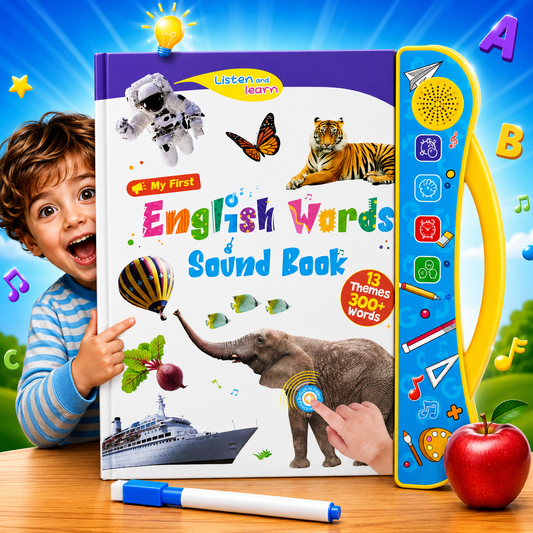 Advanced English Vocabulary Sound Book for Kids with Marker- Learn Alphabets, Numbers, Shapes & Phonics -Educational Musical Learning Toy for Toddlers -2 to 7 Years