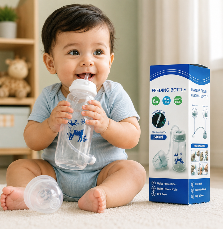 Hands-Free Baby Feeding Bottle